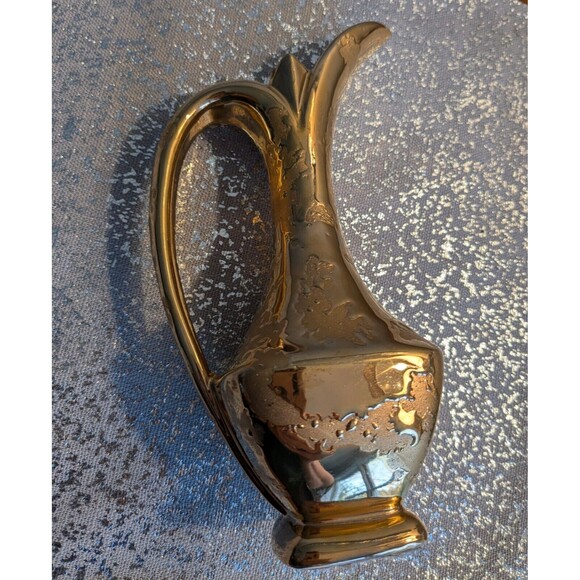 Vintage MidCentury Style Weeping Gold 8" Pitcher Vase Retro Glam EUC - Picture 3 of 12